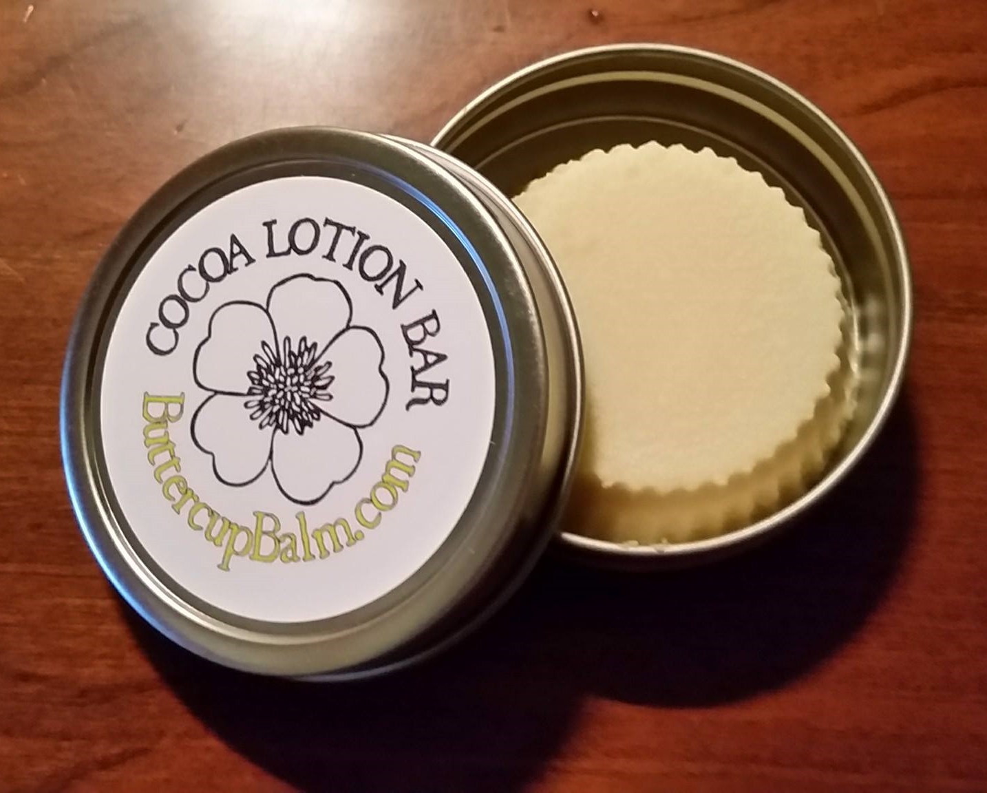 Cocoa Lotion Bar is a solid melt to the touch lotion bar made with cocoa butter.