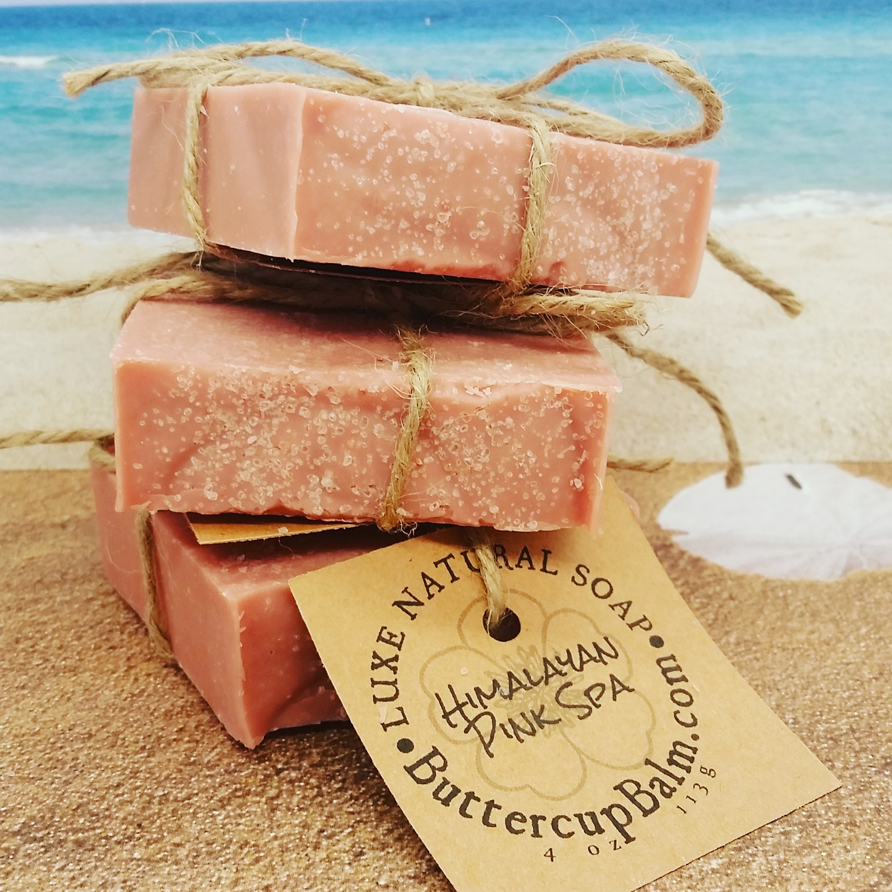 Handmade Natural Soap with Spa ingredients like Dead Sea Salt, Kelp powder, Jojoba meal, & ground luffa
