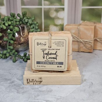 Teakwood & coconut Tallow Soap by ButtercupBalm.com